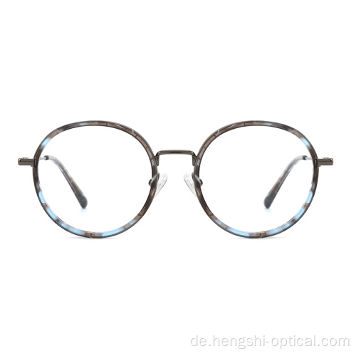 Benutzerdefinierte klassische Herren runde Form Acetat Metallgläser Rahmen optische Brillen Brille Brille